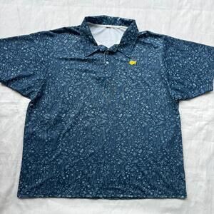 Masters Tech Augusta National Golf Polo Shirt Mens Med Blue All Over Print XL